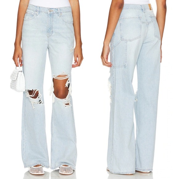 Free People Denim - Free People Jeans 26S Tinsley Baggy Distressed Wide Leg Denim Cotton We The Free